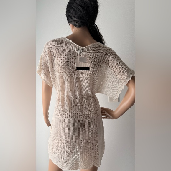 NWT CALVIN KLEIN linen & cotton cream beach cover up tunic SWIM summer dress M - Picture 6 of 12